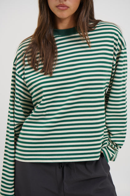 Bloom Long Sleeve Moss Stripe