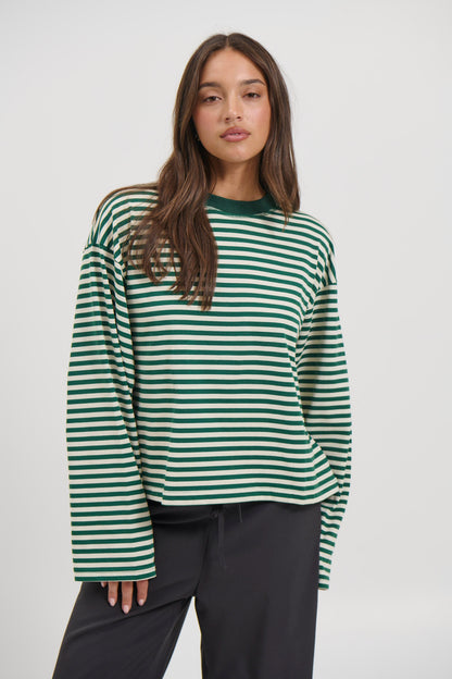 Bloom Long Sleeve Moss Stripe