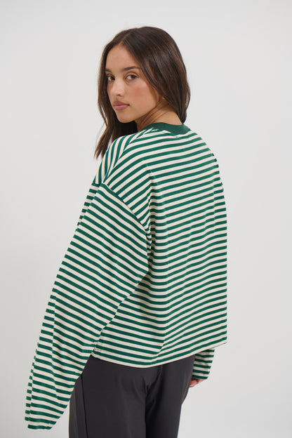 Bloom Long Sleeve Moss Stripe