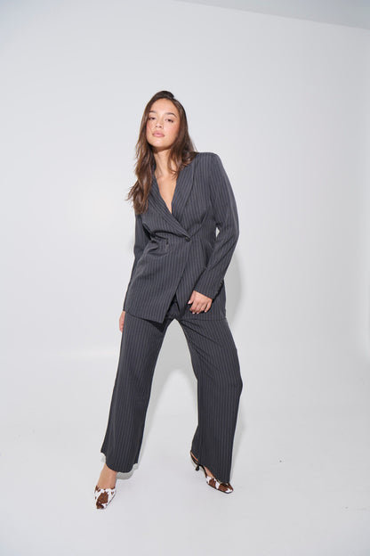 Kassandra Pinstripe Set Grey - FINAL SALE