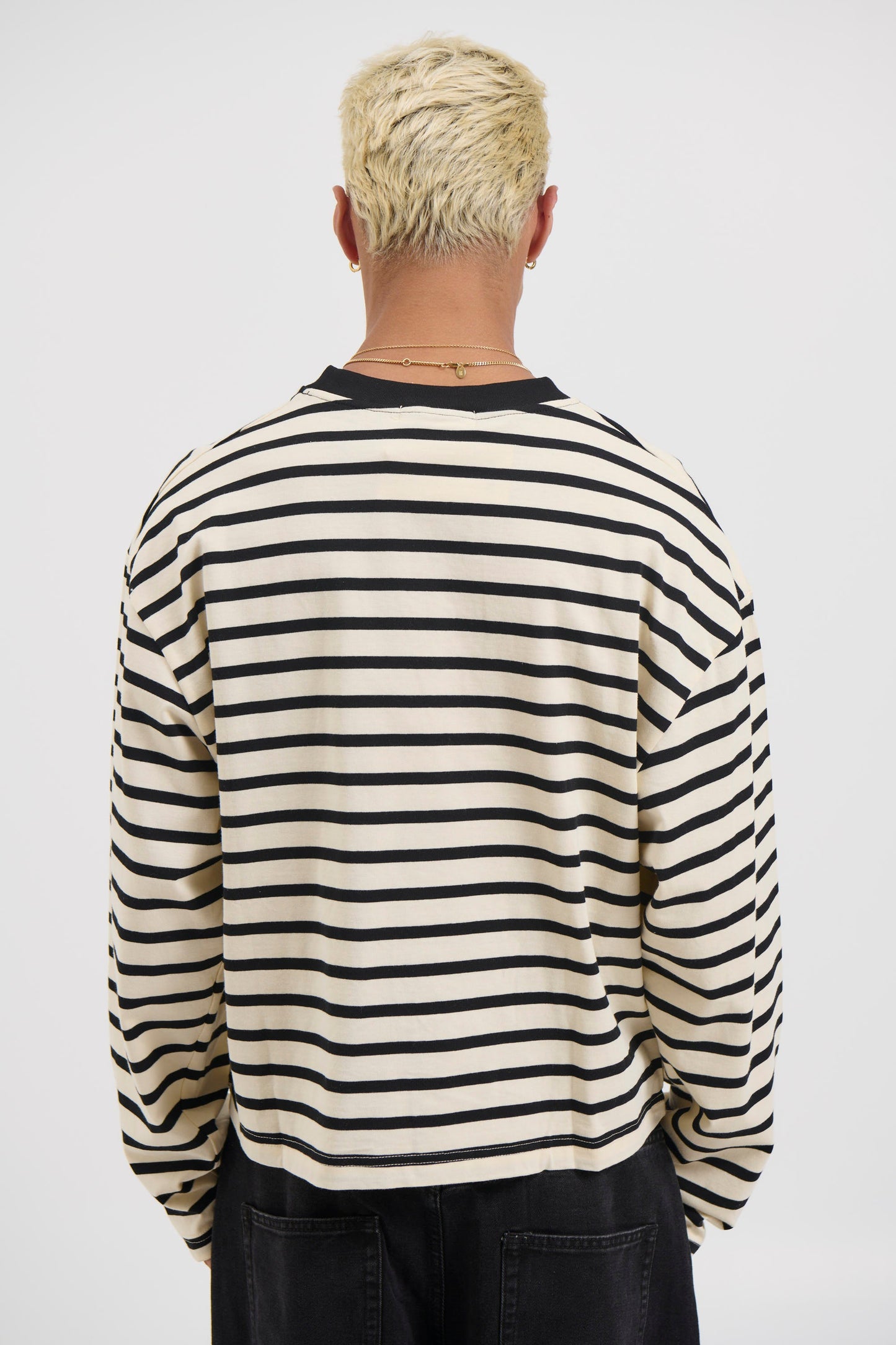 Cropped Long Sleeve Black Stripe