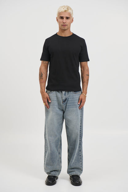 Fitted Ribbed Tee Black