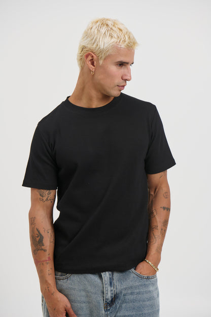 Fitted Ribbed Tee Black