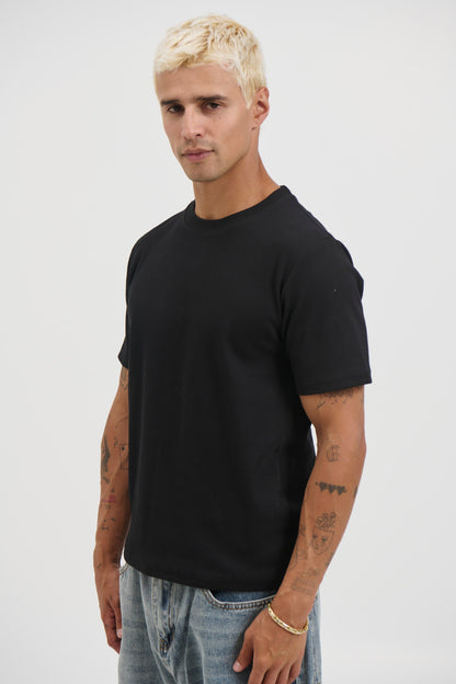 Fitted Ribbed Tee Black