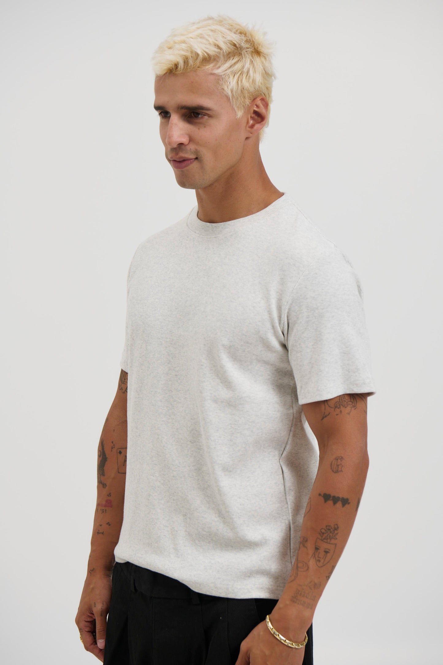 Fitted Ribbed Tee Grey - FINAL SALE