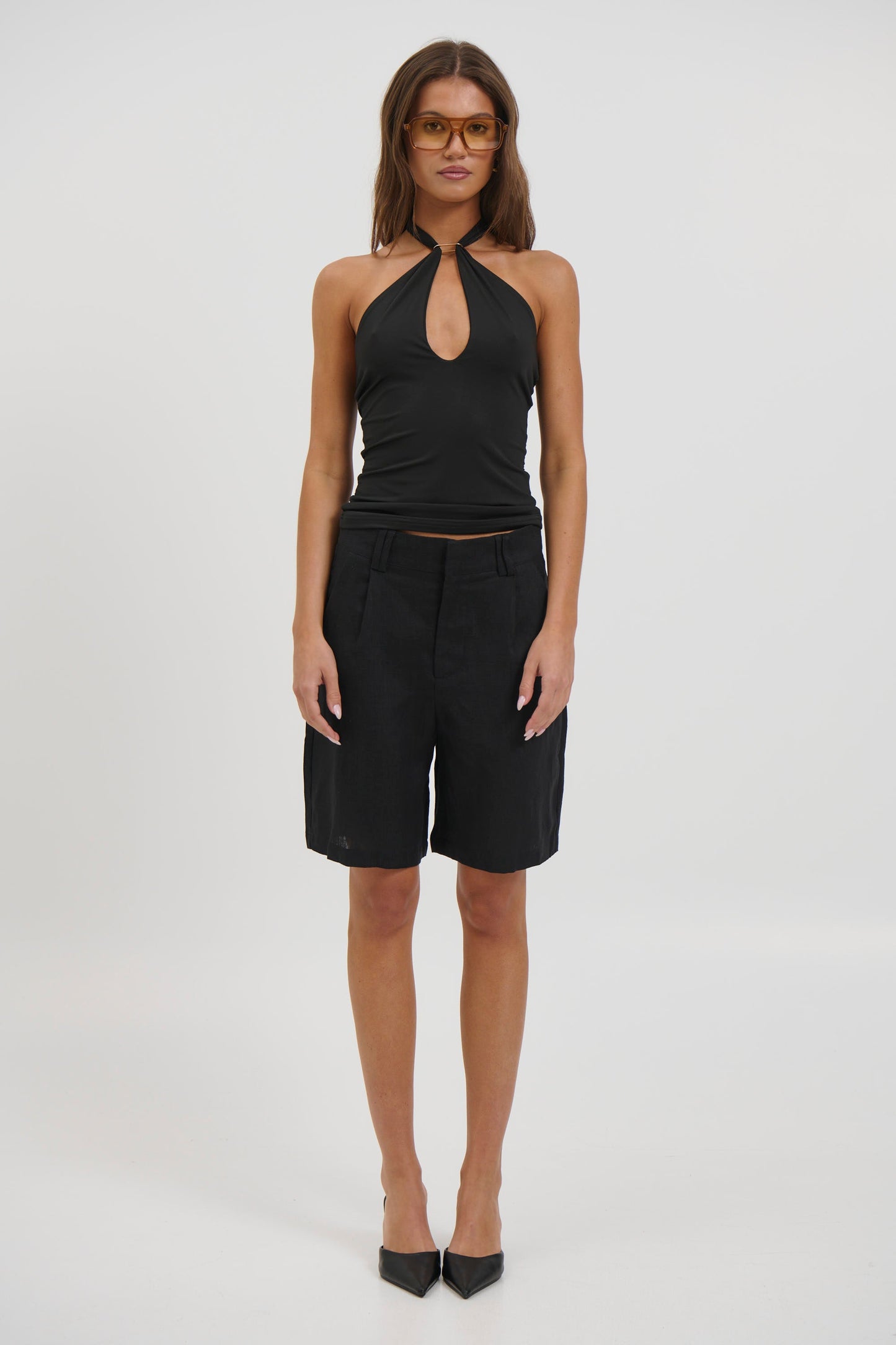 Dora Linen Short Black