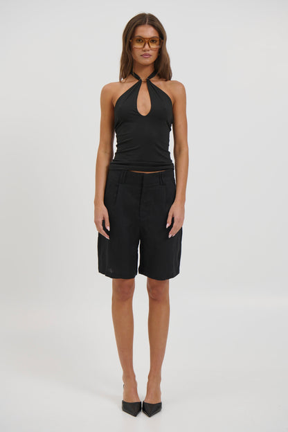 Dora Linen Short Black