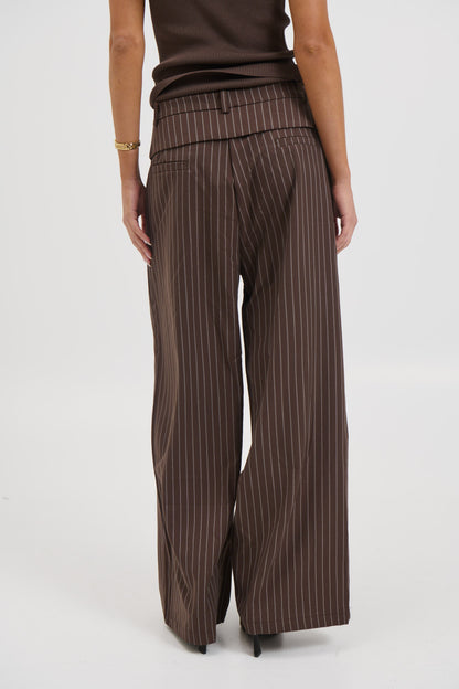 Kiara Pinstripe Pant Chocolate