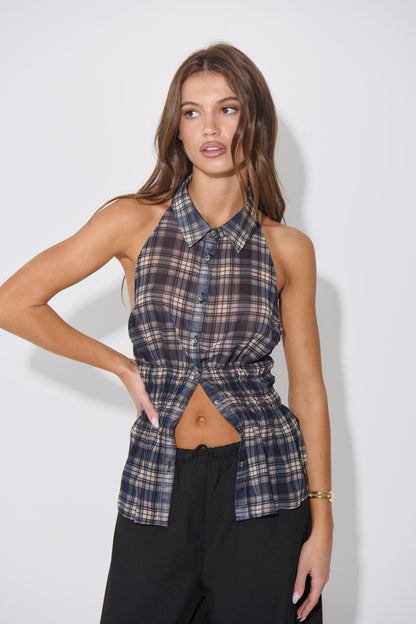 Jaylan Sleeveless Shirt Dark Grey