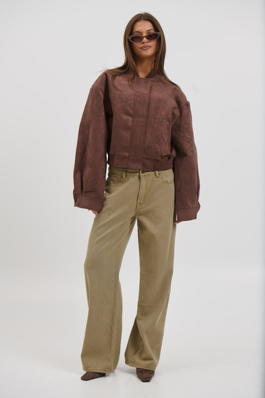 Legacy Suede Bomber Coffee