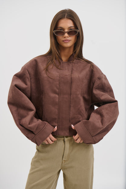 Legacy Suede Bomber Coffee
