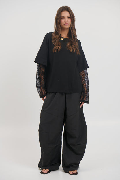 Francesca Lace Tee Black