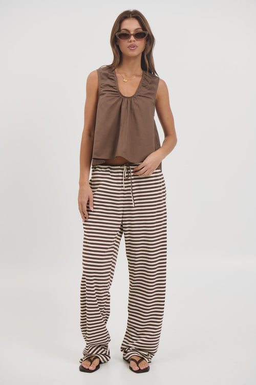 Bloom Pant Dark Chocolate Stripe