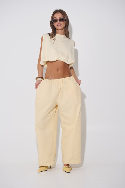 Emily Bubble Hem Top Beige
