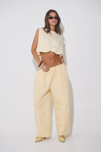 Emily Bubble Hem Top Beige