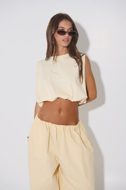 Emily Bubble Hem Top Beige