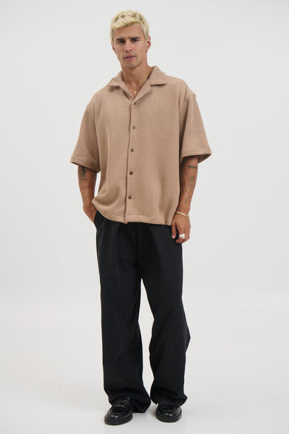 Chad Knitted Shirt Mocha - FINAL SALE