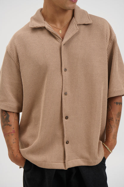 Chad Knitted Shirt Mocha - FINAL SALE
