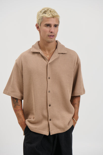 Chad Knitted Shirt Mocha - FINAL SALE