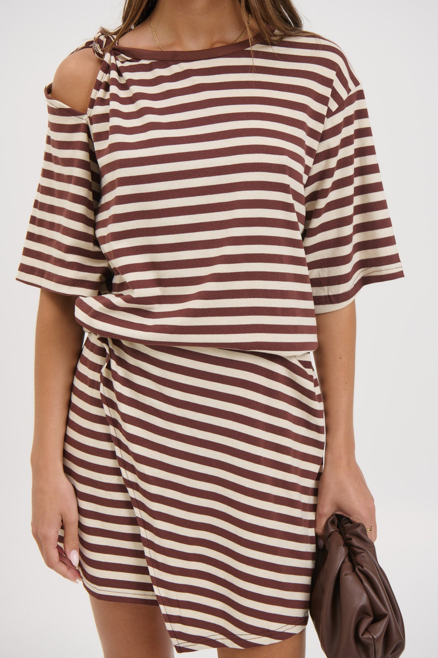 Anastasia Tee Dress Chocolate Stripe - FINAL SALE
