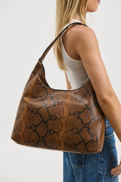 Jami Slouche Tote Tan Snake
