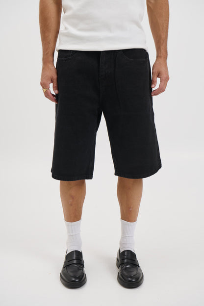 Flint Baggy Denim Jort Black