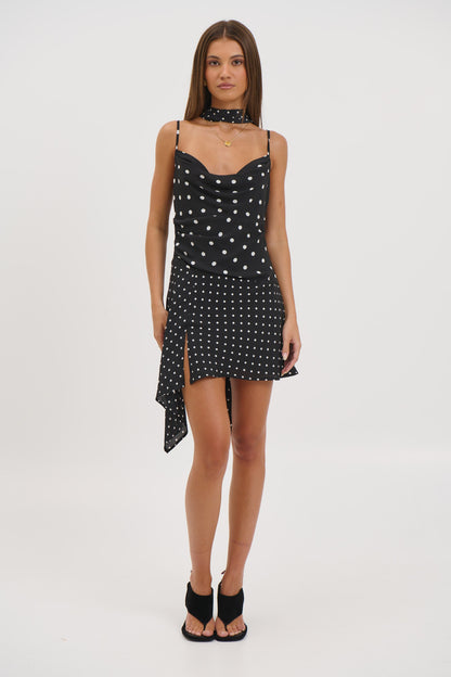 Alora Scoop Dress Black Polka