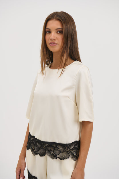 Alias Lace Trim Top White - FINAL SALE