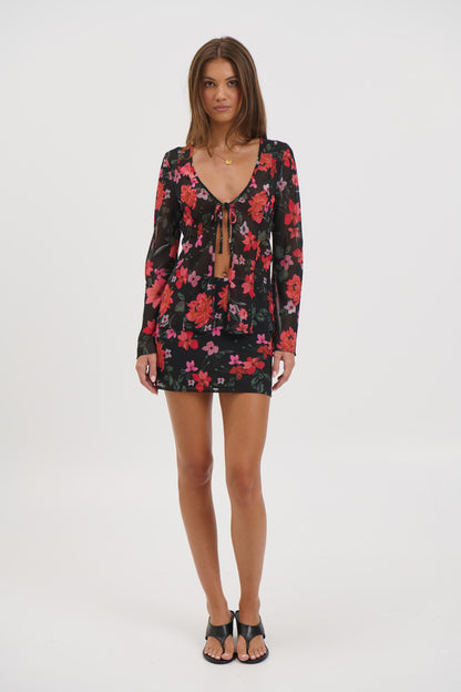 Ingrid Top Black Floral - FINAL SALE