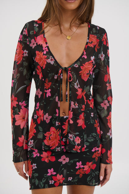 Ingrid Top Black Floral - FINAL SALE
