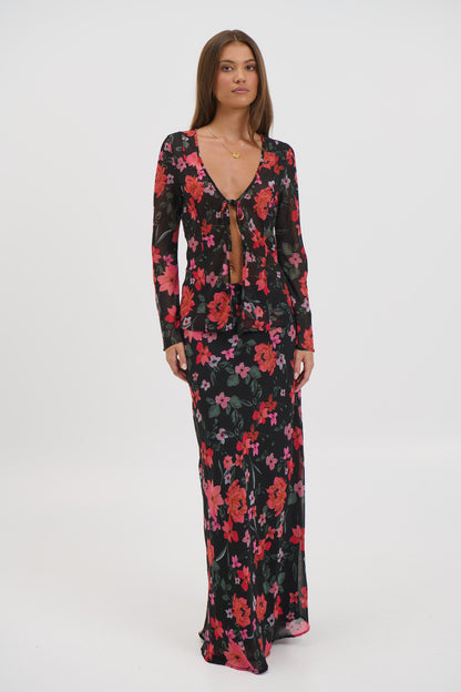 Angie Maxi Skirt Black Floral - FINAL SALE