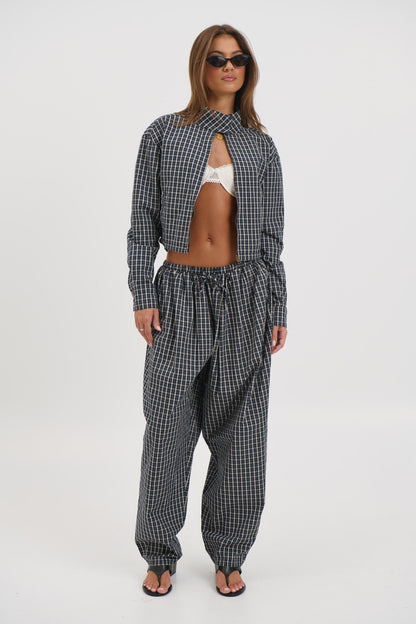 Aura Jacket Navy Lemon Plaid
