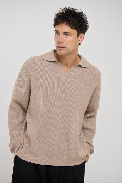 Jay Knitted Polo Oat