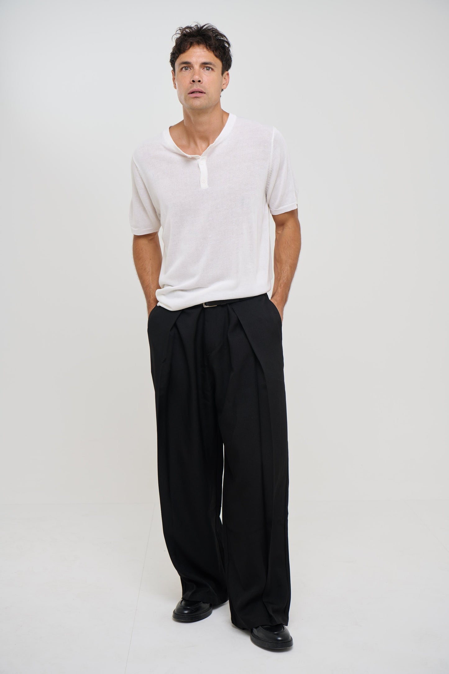 Knitted Henley Tee White