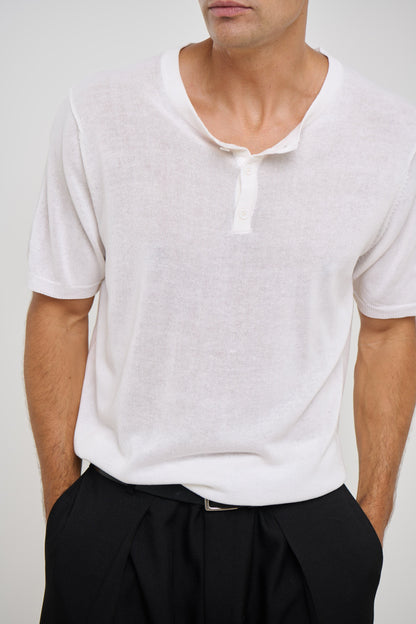 Knitted Henley Tee White