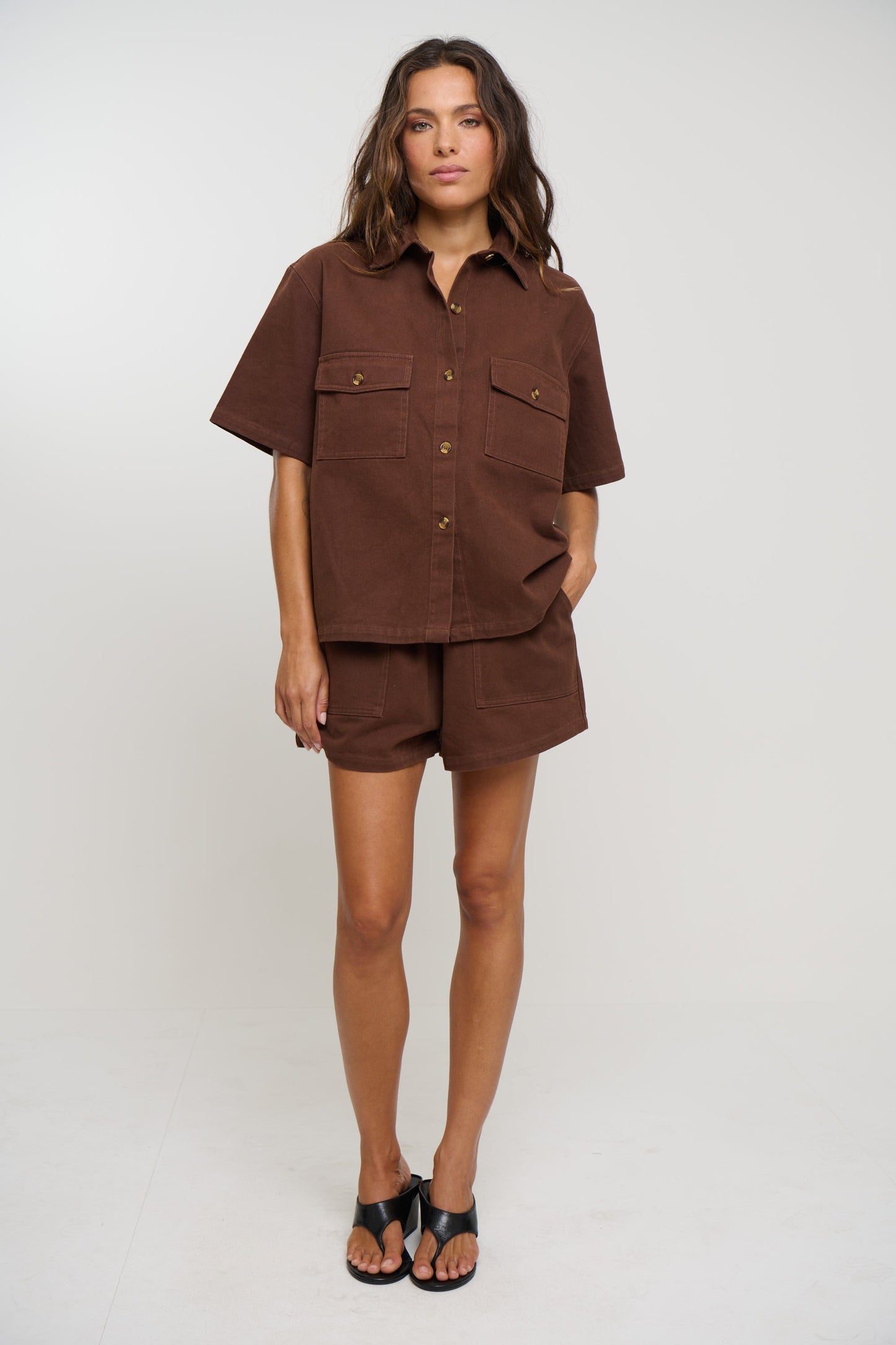 Delaney Denim Set Chocolate