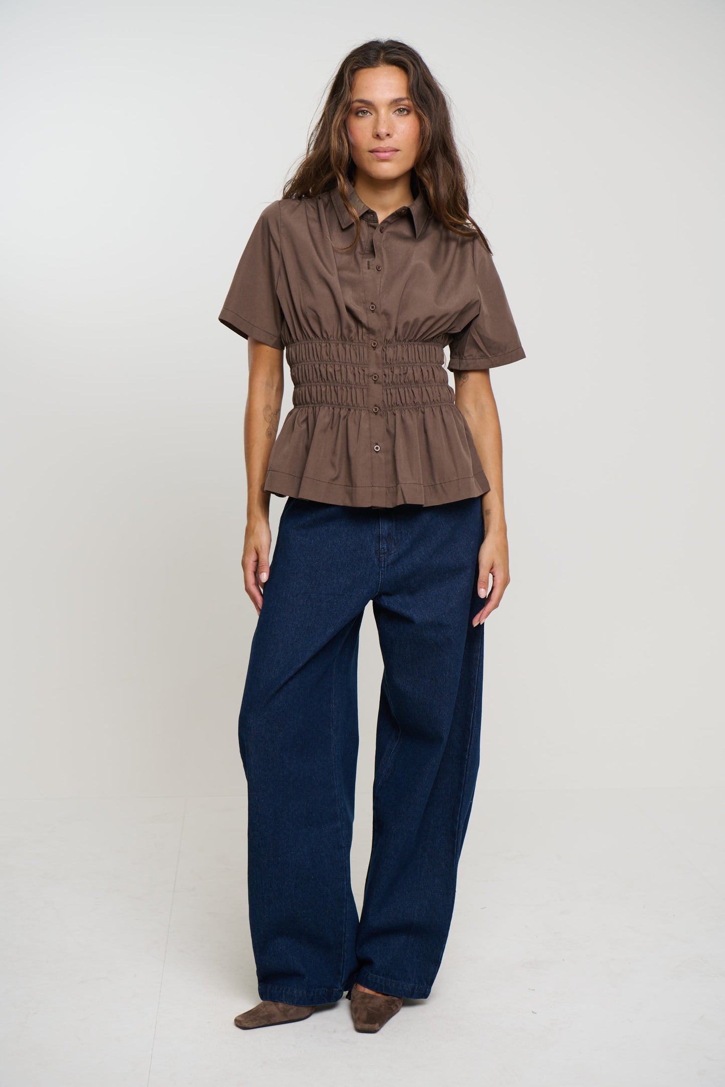 Brooke Short Sleeve Shirt Chocolate