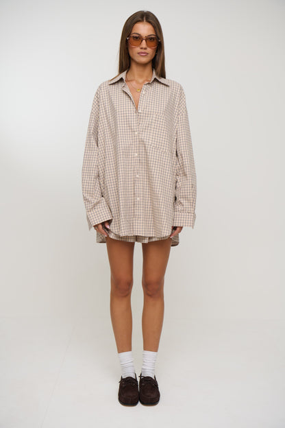 Emina Check Shirt Beige