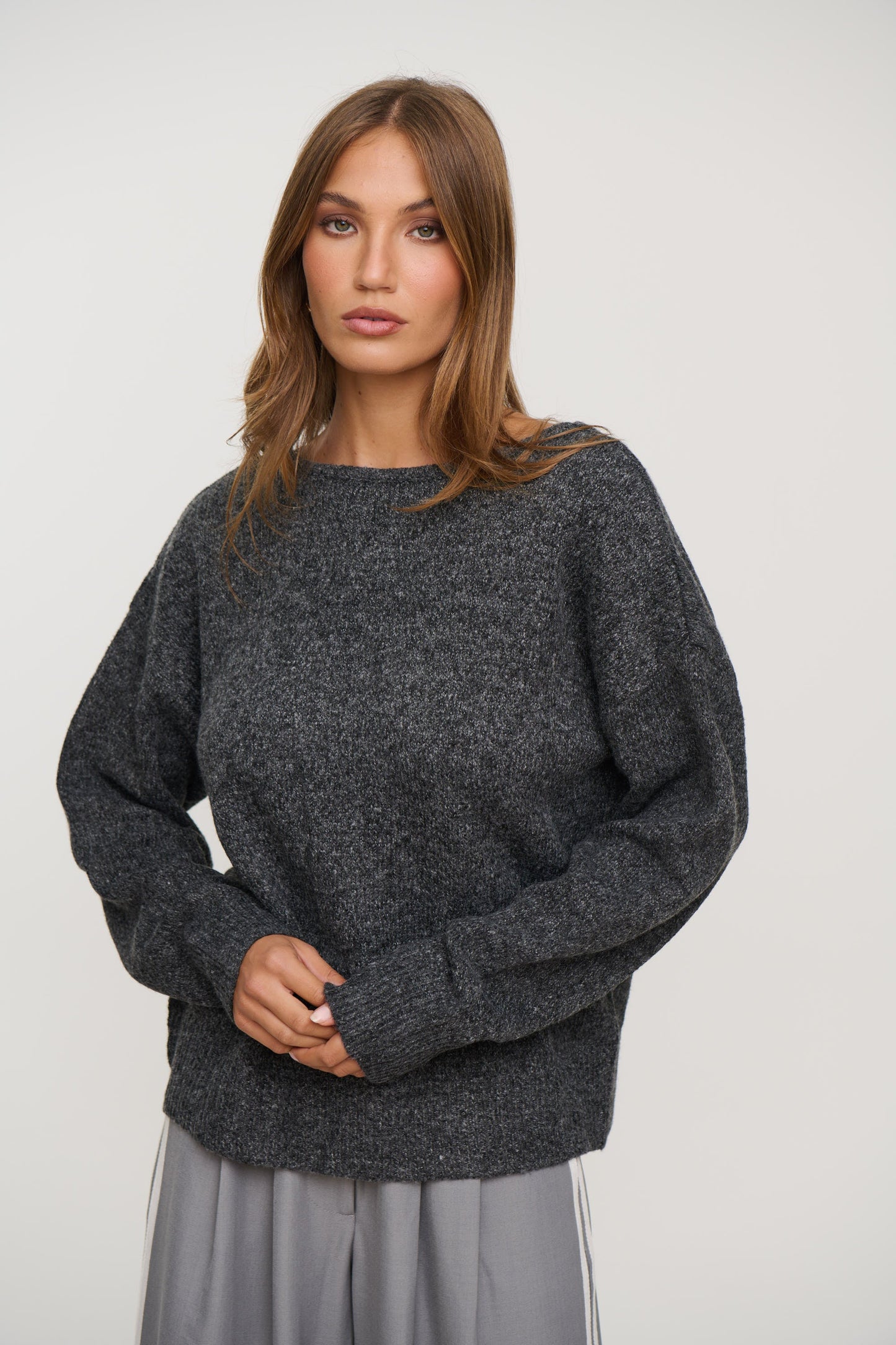 Jaymes V-Back Sweater Dark Grey