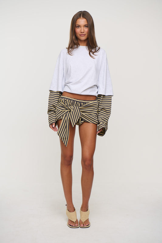Bloom Bubble Skort Beige Stripe
