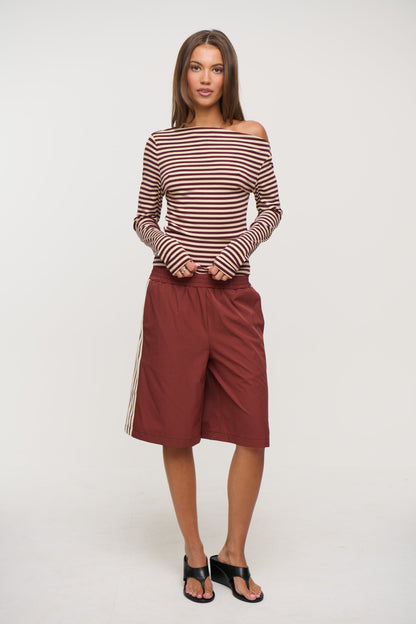 Aleah Long Sleeve Chocolate Stripe