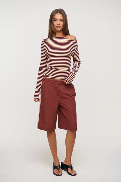 Aleah Long Sleeve Chocolate Stripe