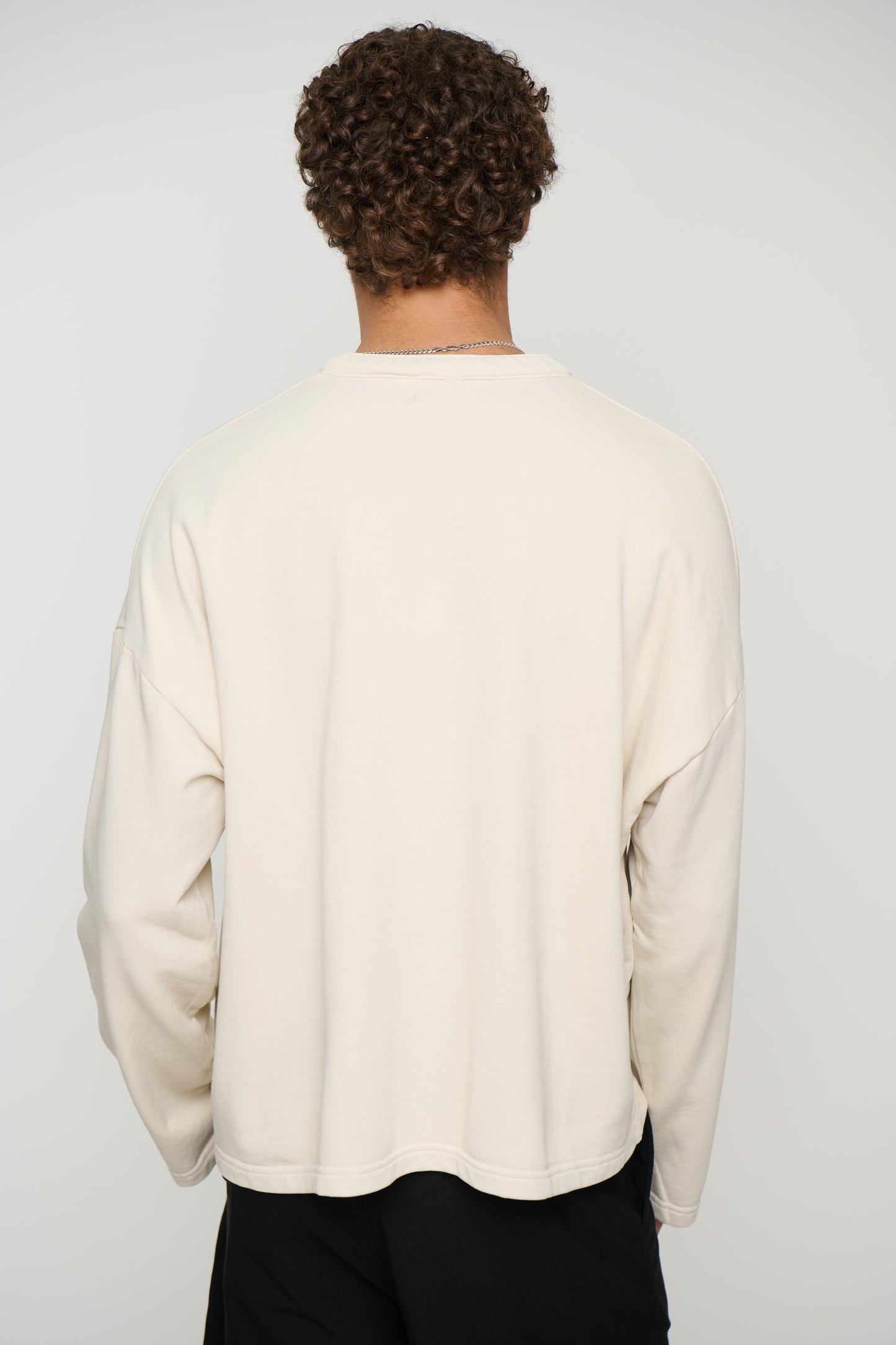 Fleece Crop Henley Ivory