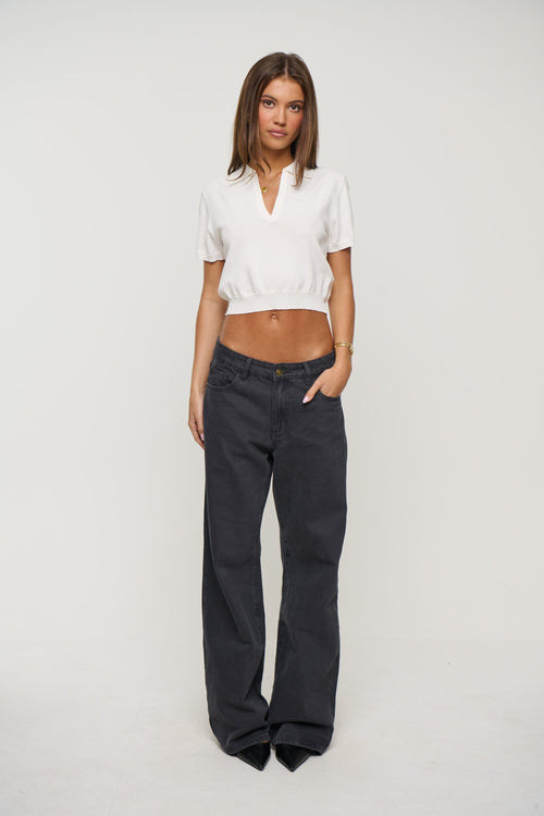 Lena Cropped Polo White