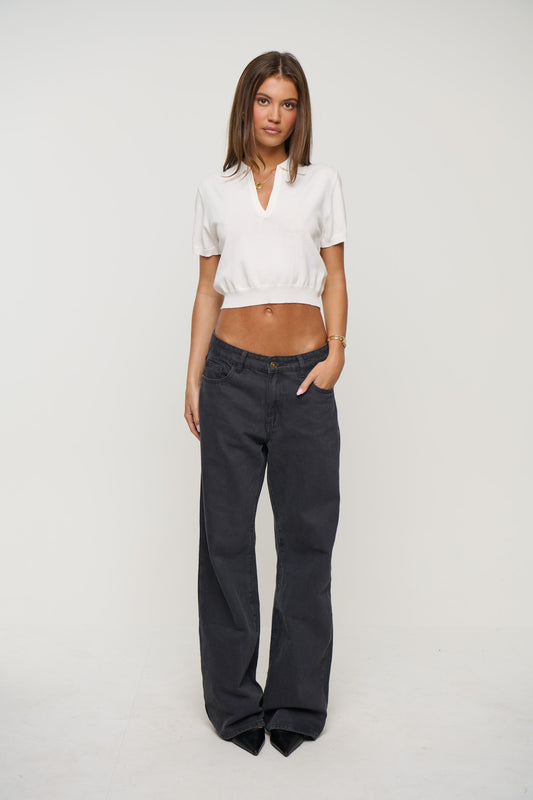 Lena Cropped Polo White