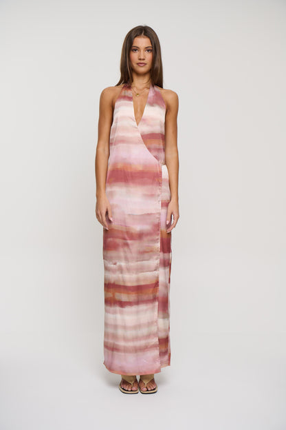 Atlanna Wrap Maxi Dress Shell Print