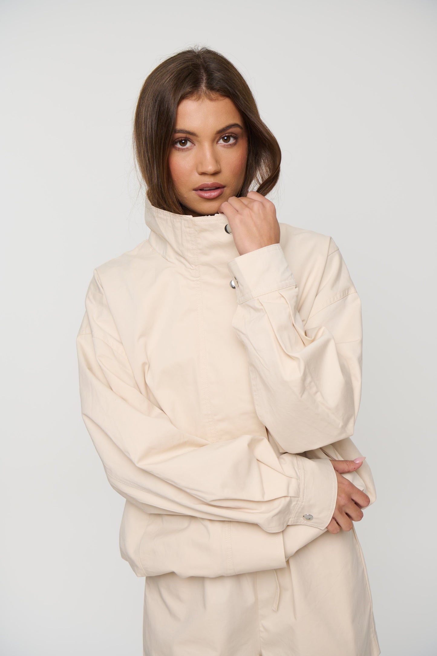 Lucie Funnel Neck Jacket Beige