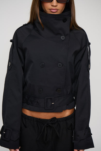 Blanc Cropped Trench Noir
