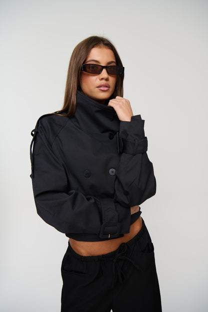 Blanc Cropped Trench Noir
