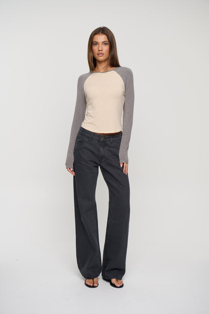Aluna Long Sleeve Grey/Beige